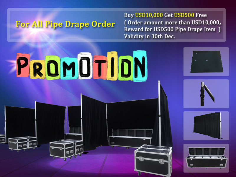 sale promotion on pipe and drape